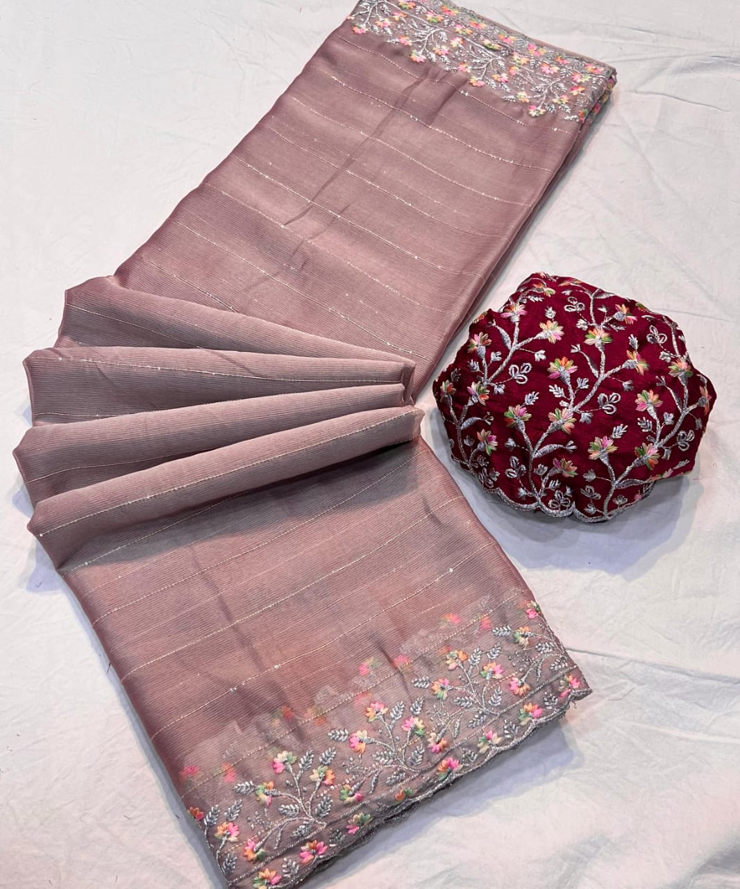 The Moss Chiffonn Sequence Saree