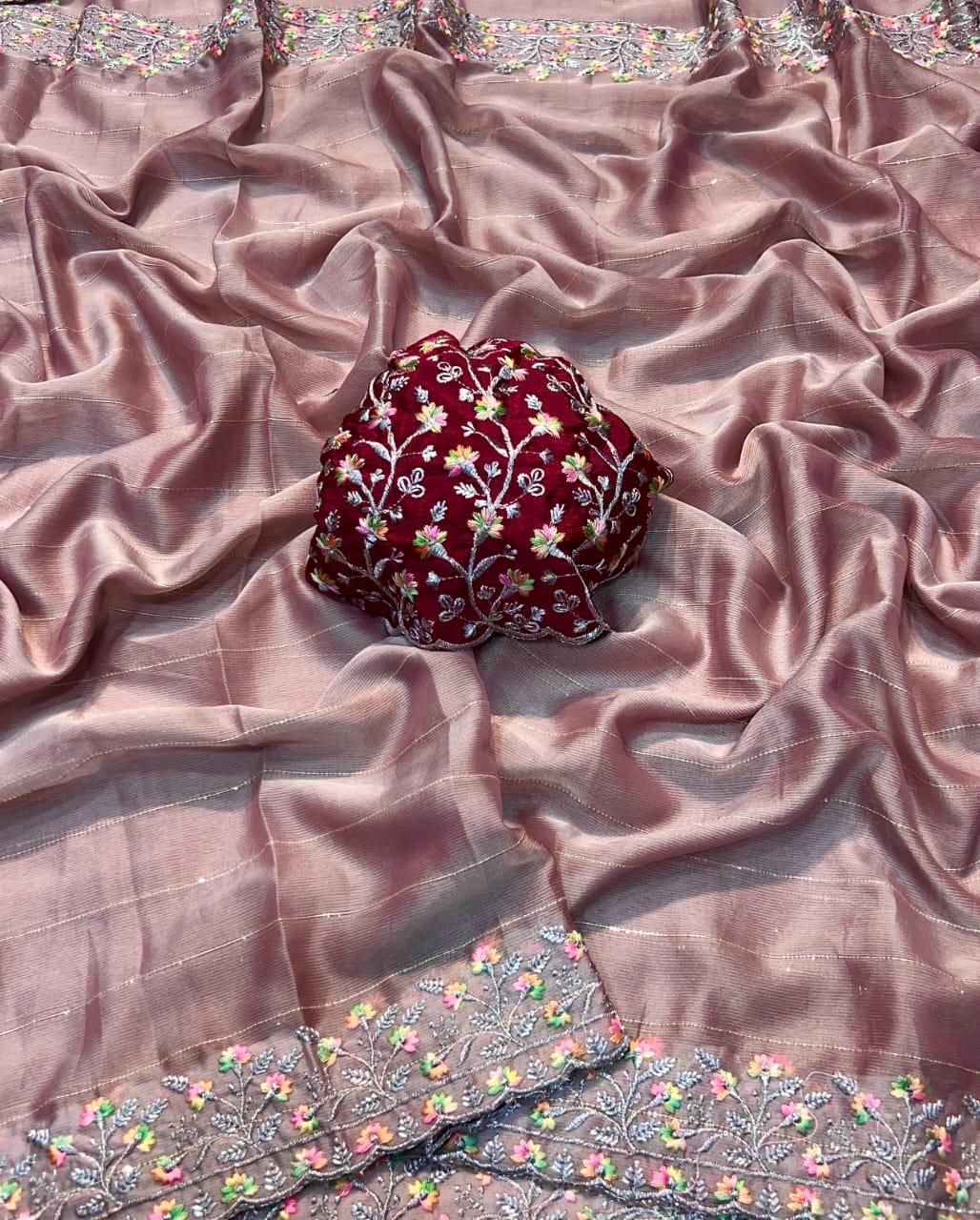 The Moss Chiffonn Sequence Saree