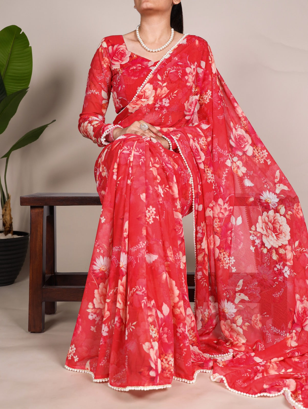 Marble Saree in Pearl and Prints