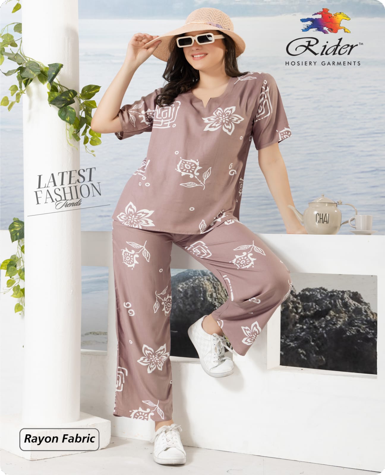 Rayon Cotton Loungewear Co-ord Set