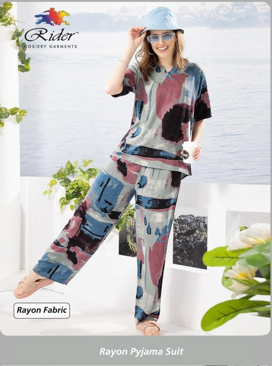 Dusty Blue Rayon Loungewear Set