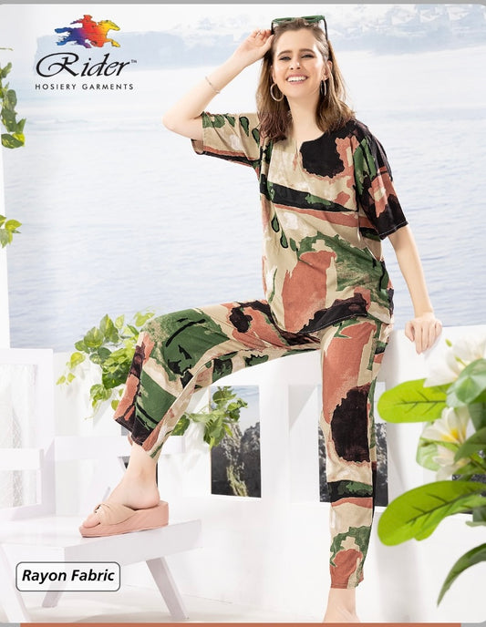 Desert Brown Rayon Loungewear Set