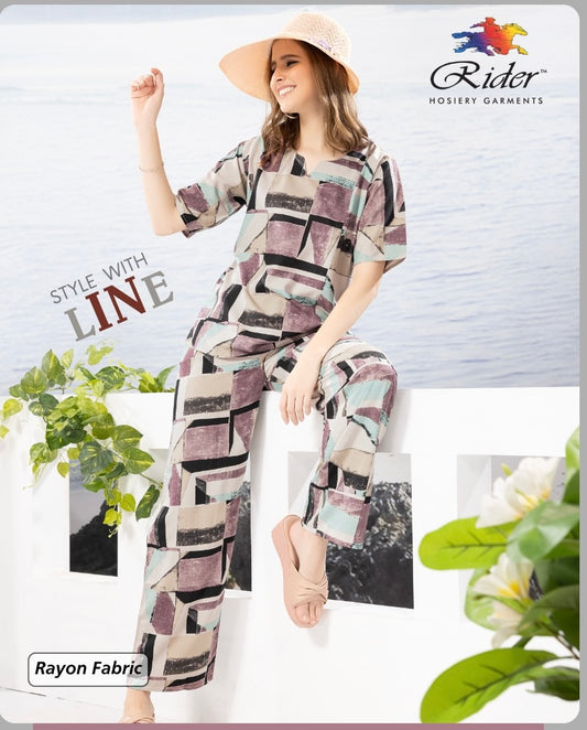 Mint Beige Rayon Loungewear Set
