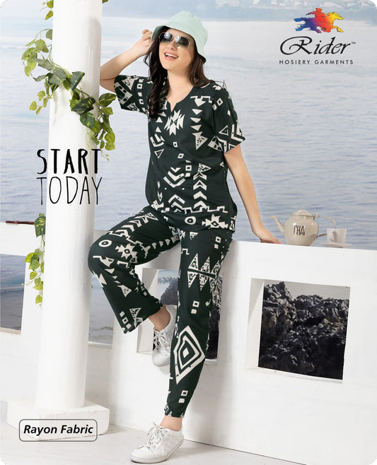 Onyx Black Rayon Loungewear Set