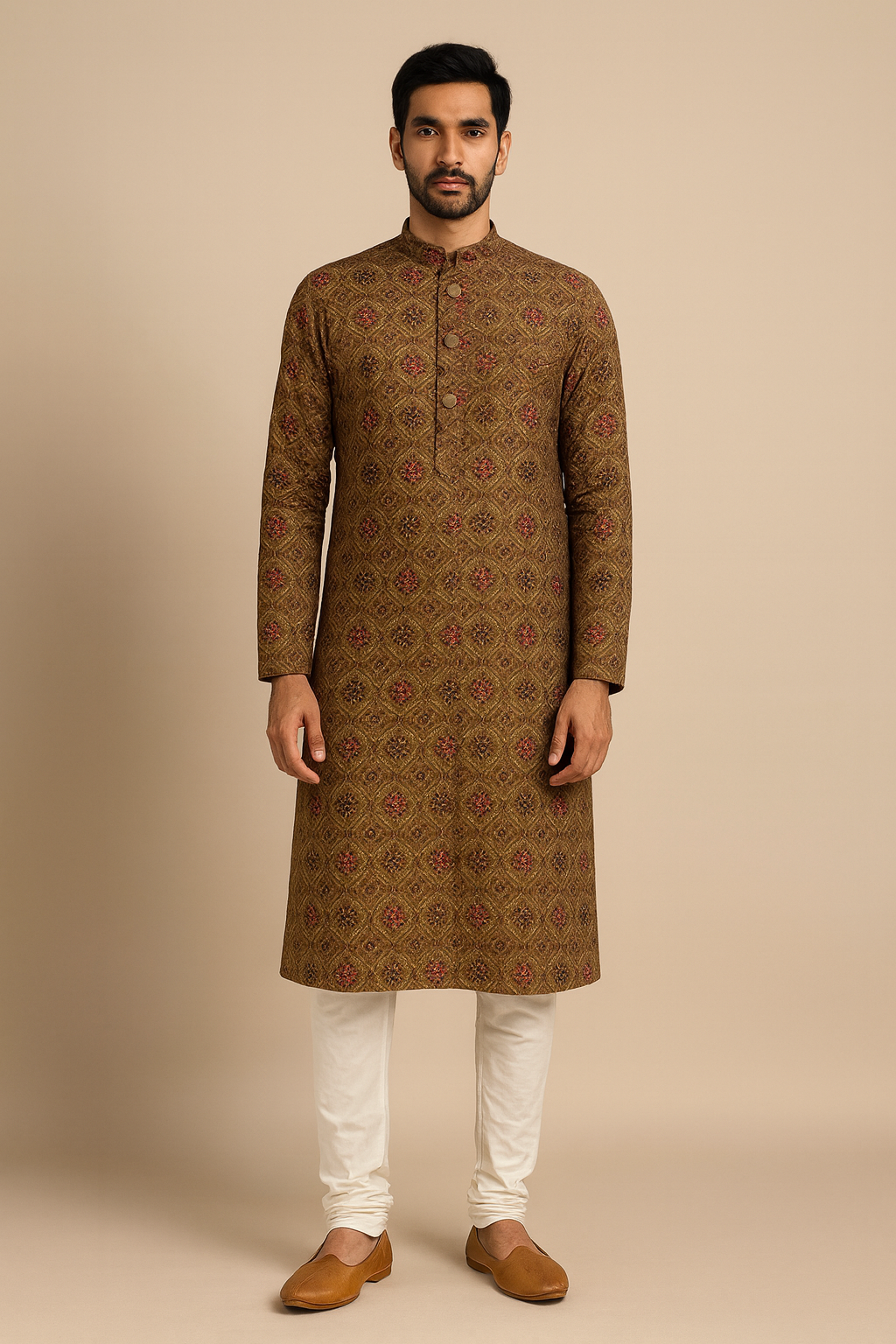 Royal Brown Silk Blend Men’s Kurta Set – Festive Collection