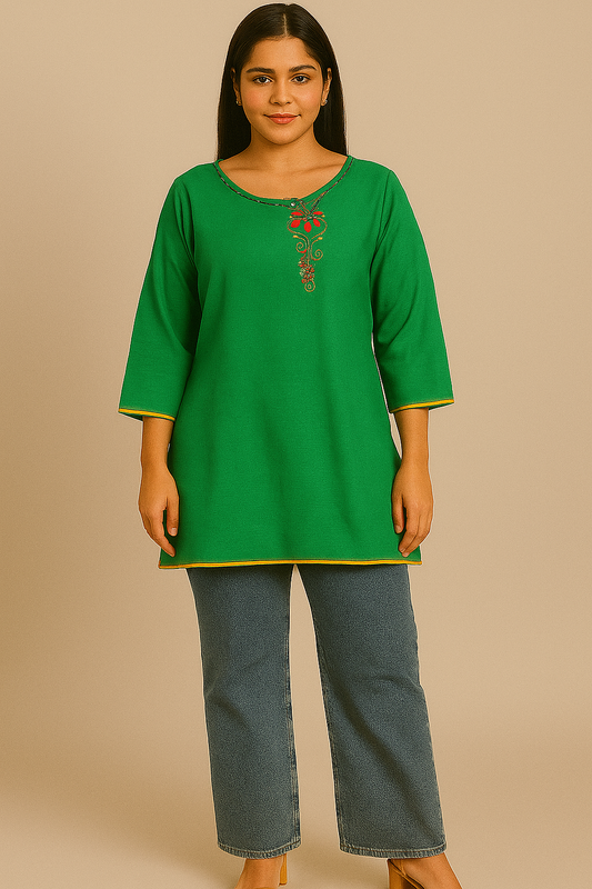 Emerald Green Blossom Kurti
