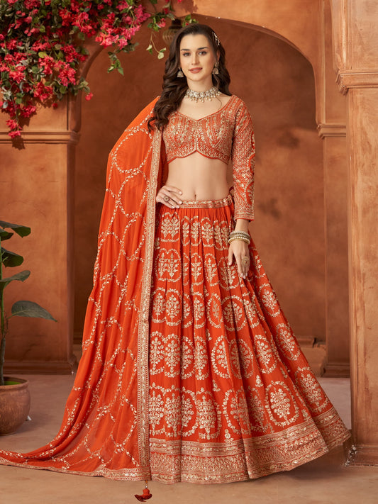 ✨ Wedding Collection – Orange Chaniya Choli ✨