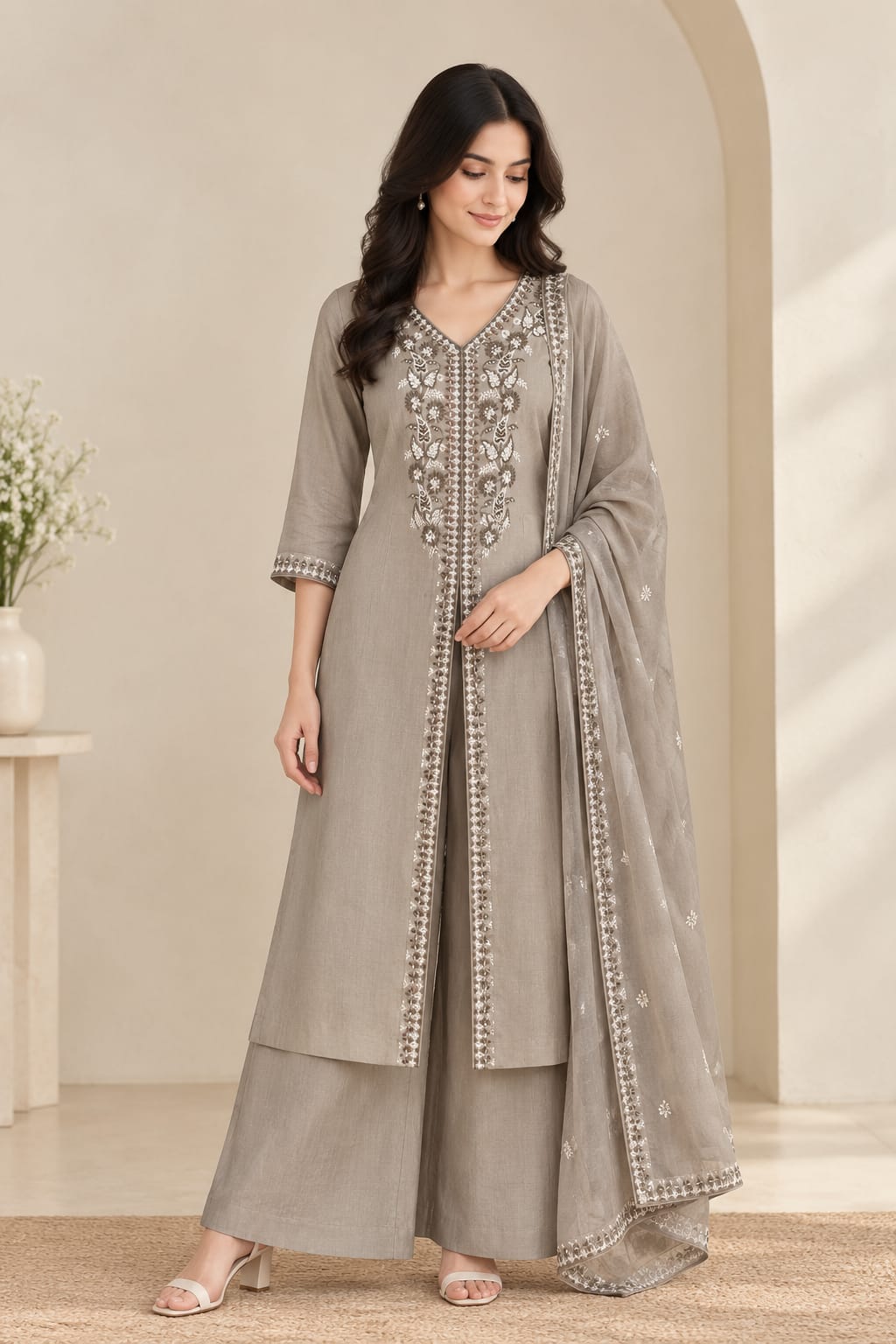 Pashmina Silk Designer Salwar Suit with Palazo Pant set
