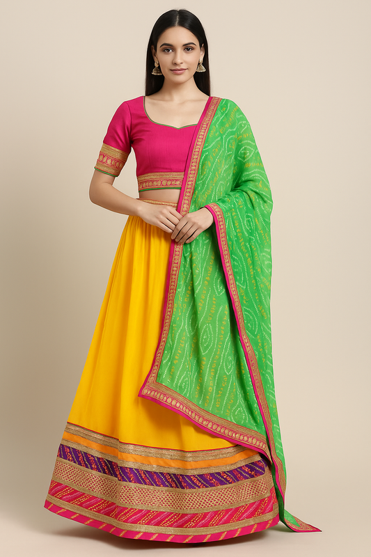 Vibrant Lehenga Choli Set – Sunset Pink