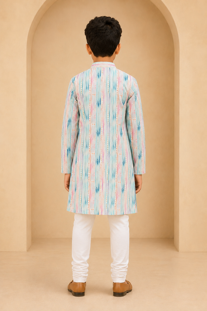 Boys Candy Stripes designer kurta set – back view