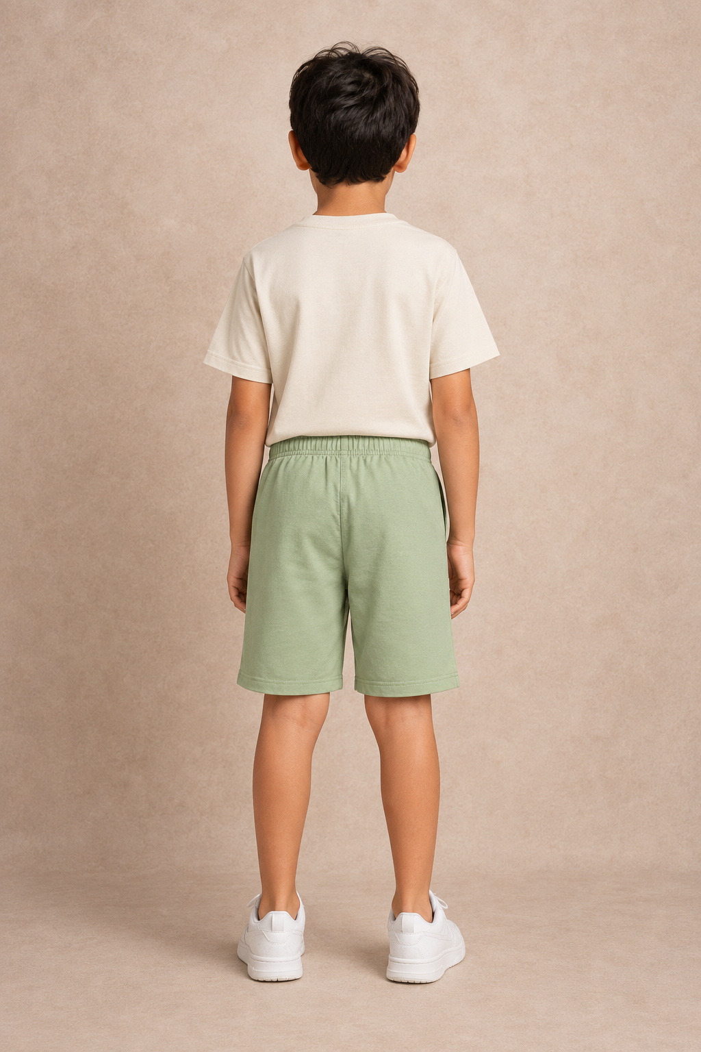 Back view of Pista Green premium cotton shorts