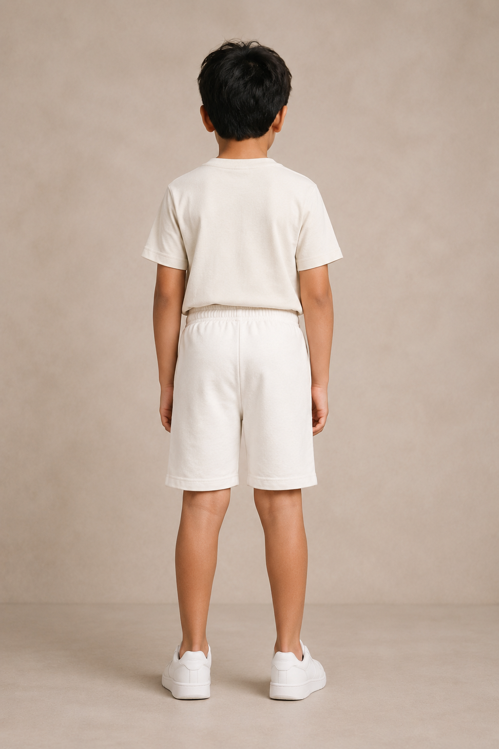 Back view of Classic White premium cotton shorts