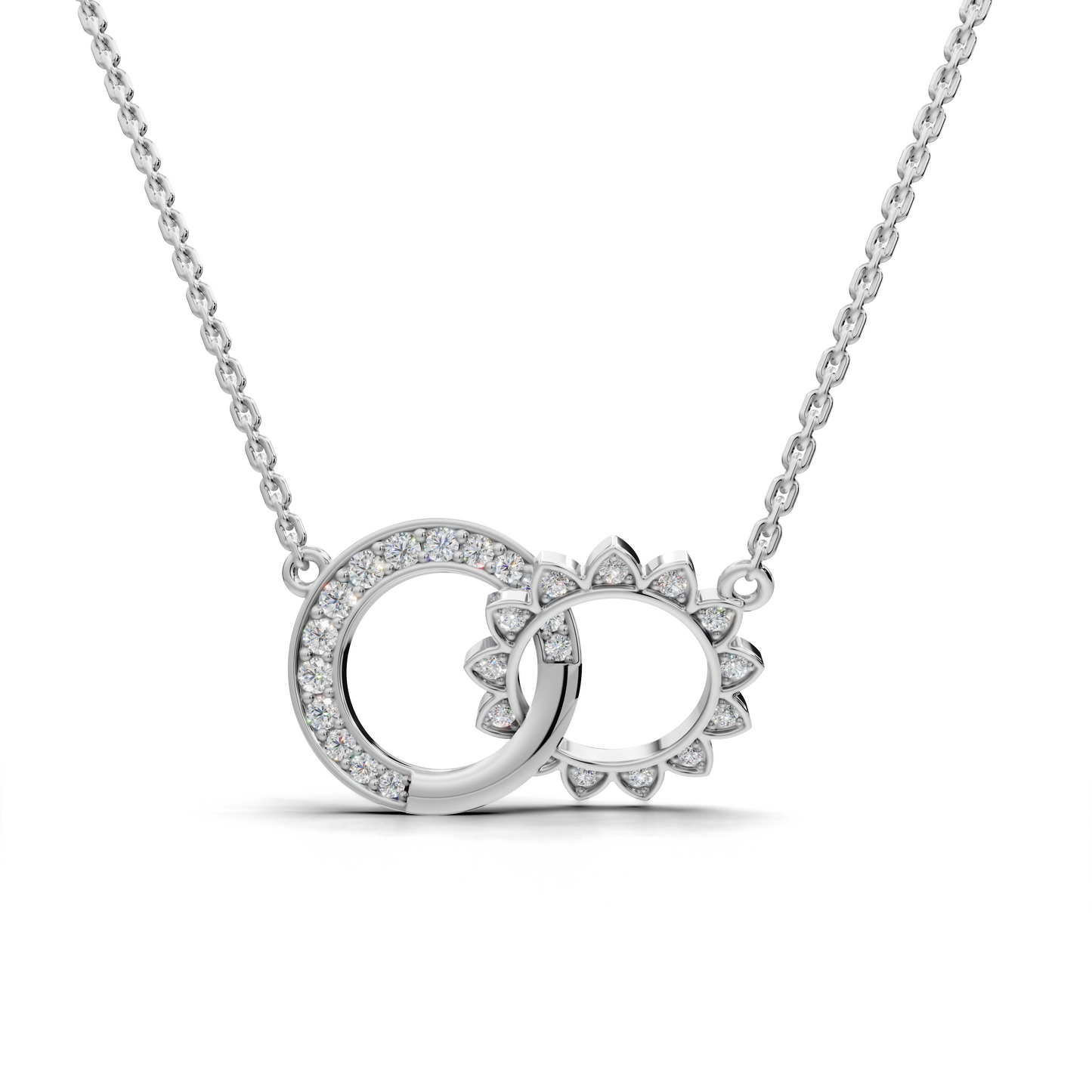 Celestial Diamond Pendant - Moon and Sun Interlocking Design