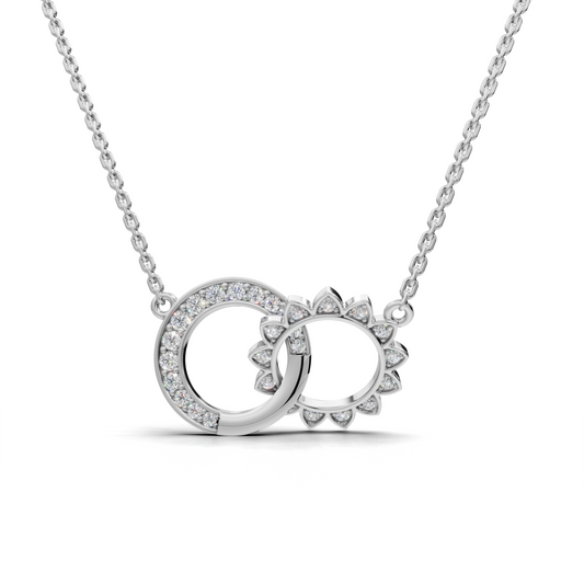Celestial Diamond Pendant - Moon and Sun Interlocking Design