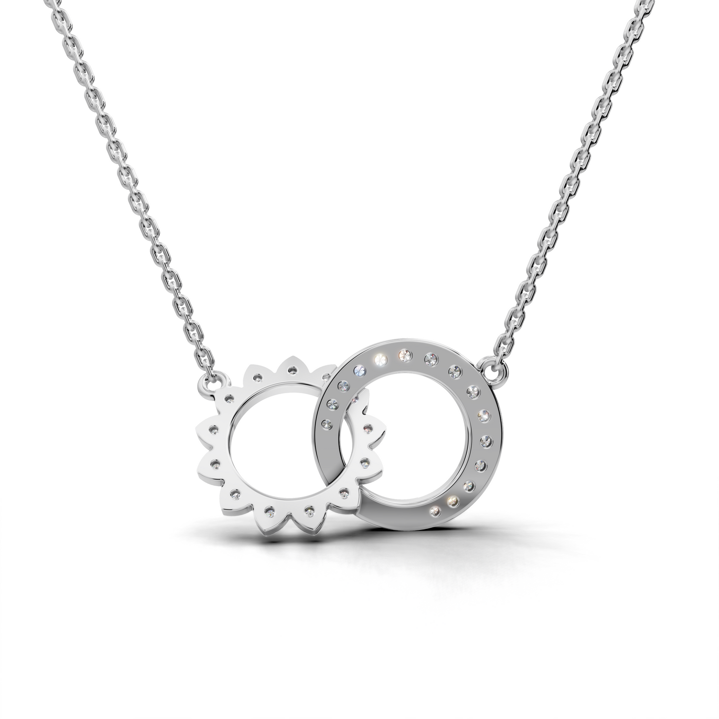 Celestial Diamond Pendant - Moon and Sun Interlocking Design