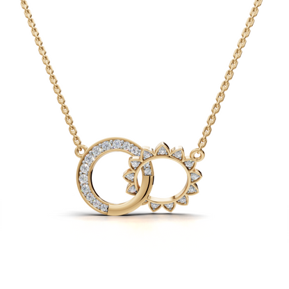 Celestial Diamond Pendant - Moon and Sun Interlocking Design