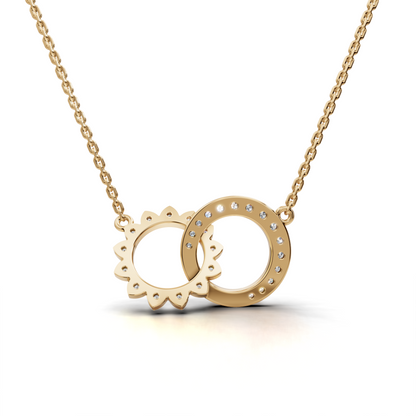 Celestial Diamond Pendant - Moon and Sun Interlocking Design