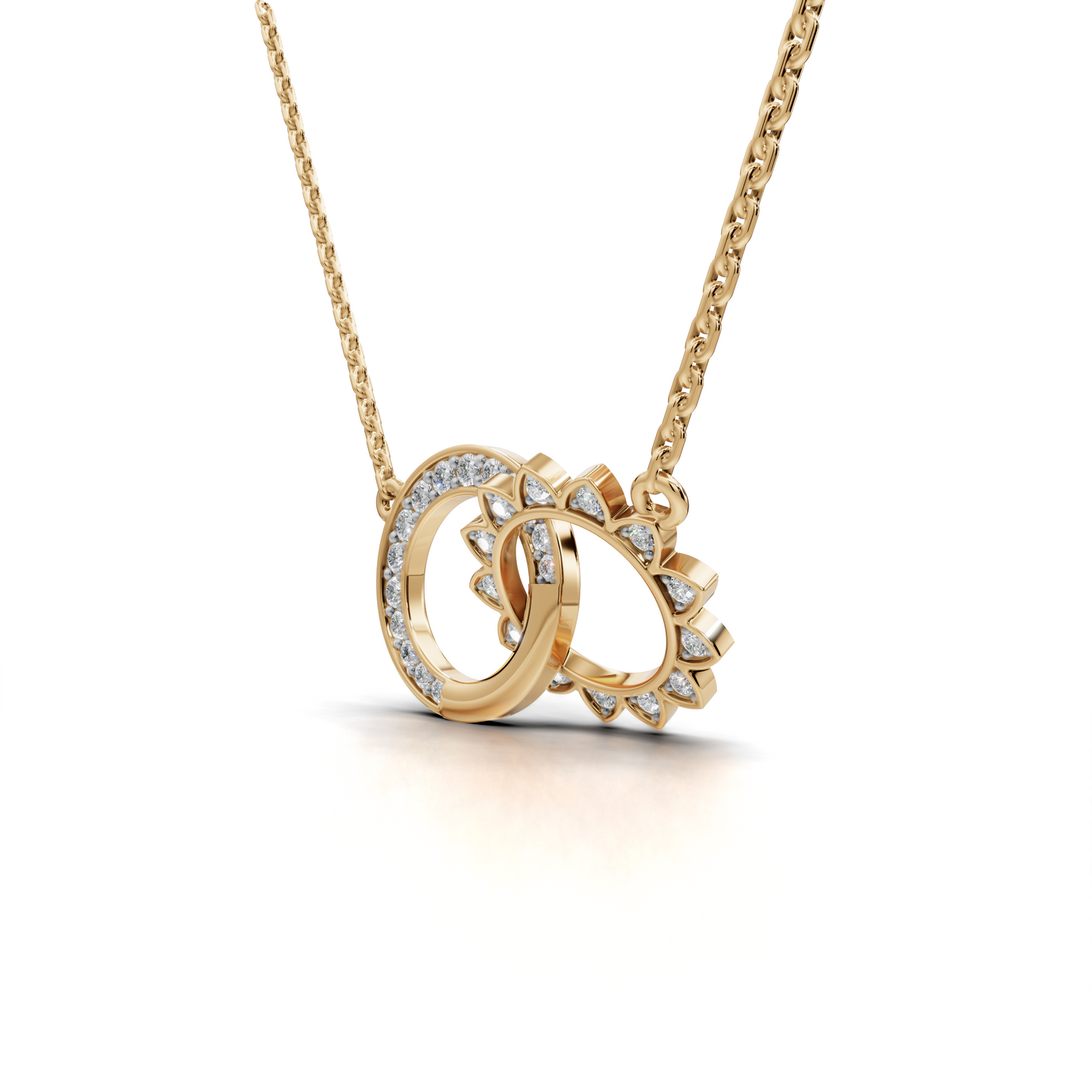 Celestial Diamond Pendant - Moon and Sun Interlocking Design