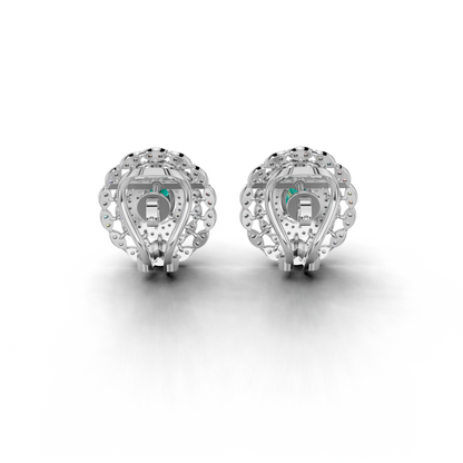 Center Green Stone Stud Earing