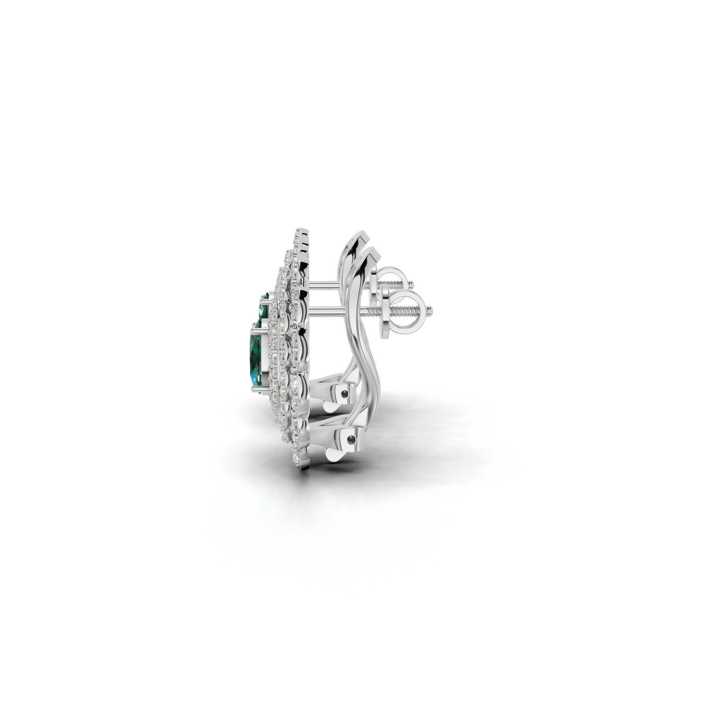 Center Green Stone Stud Earing