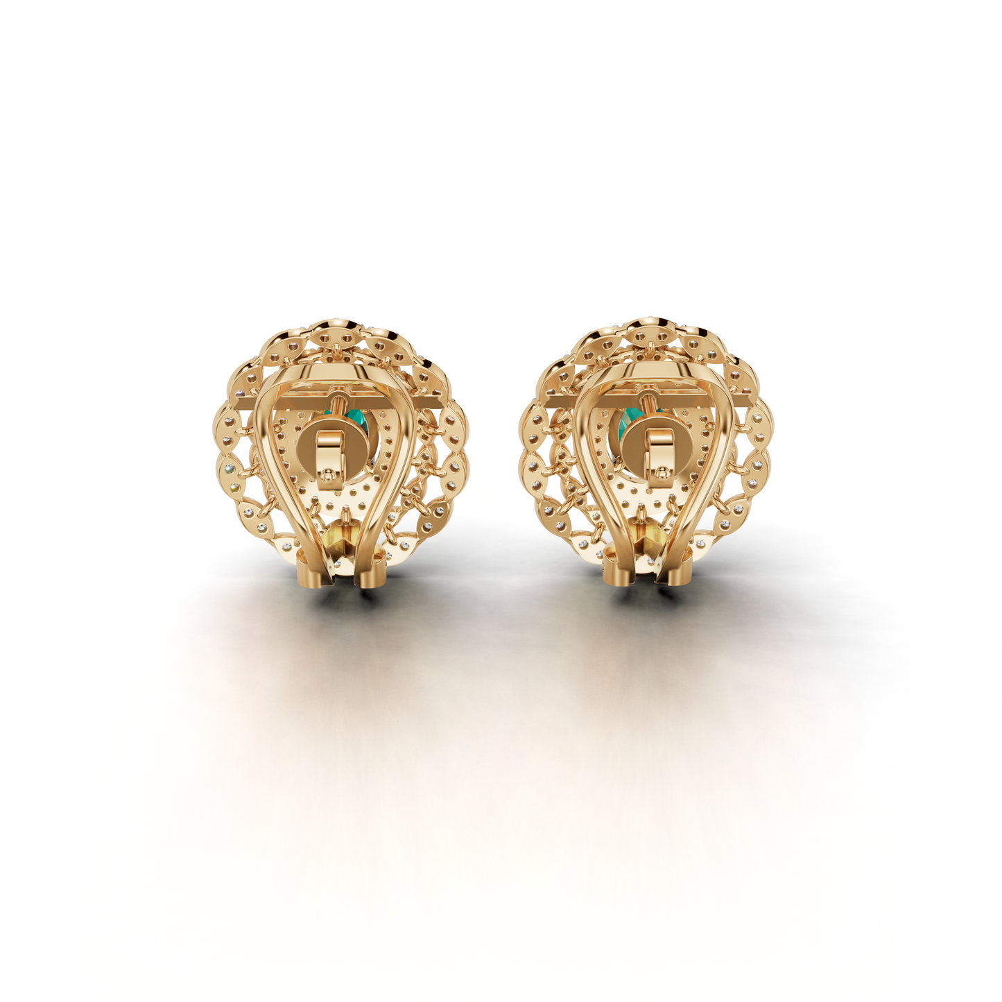 Center Green Stone Stud Earing