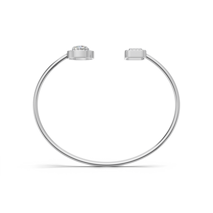 Elegant Diamond Cuff Bracelet with Baguette and Round Brilliant Cut Diamonds