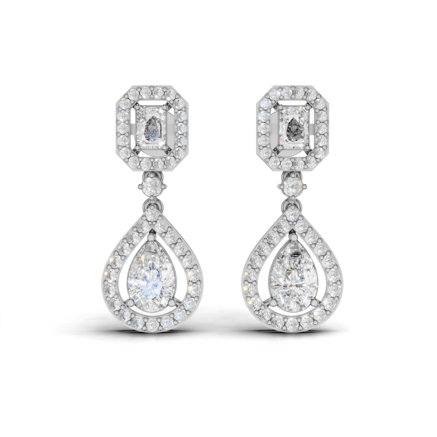 Elegant, diamond-studded drop earrings