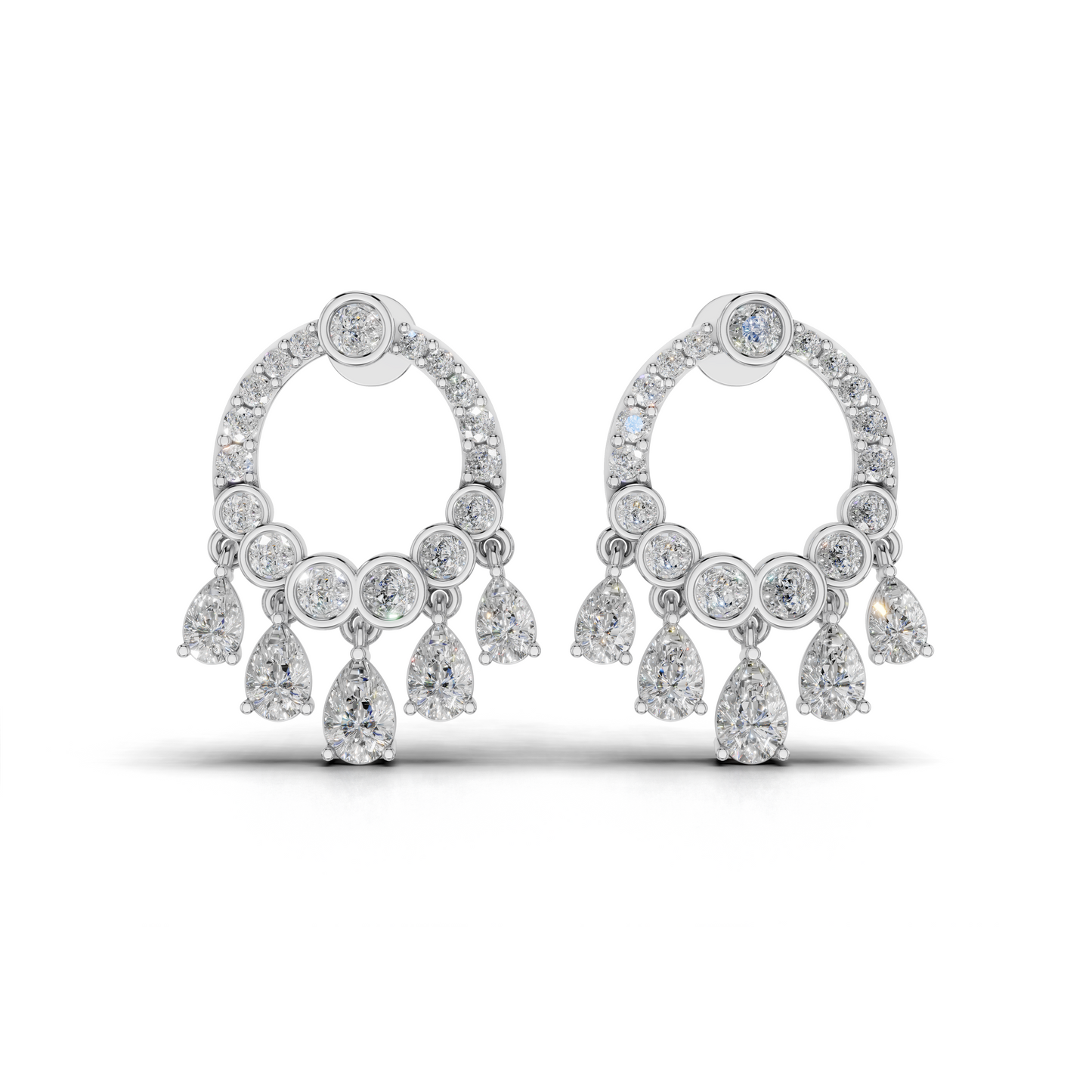 Elegant White Gold Diamond Stud Earrings – Floral Design