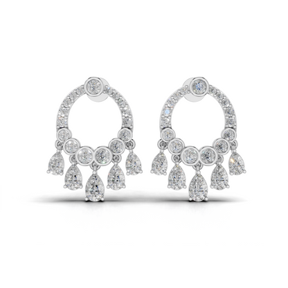 Elegant White Gold Diamond Stud Earrings – Floral Design