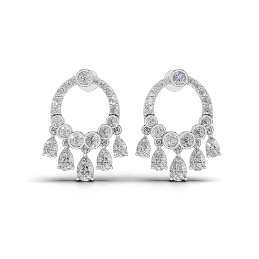 Elegant White Gold Diamond Stud Earrings – Floral Design
