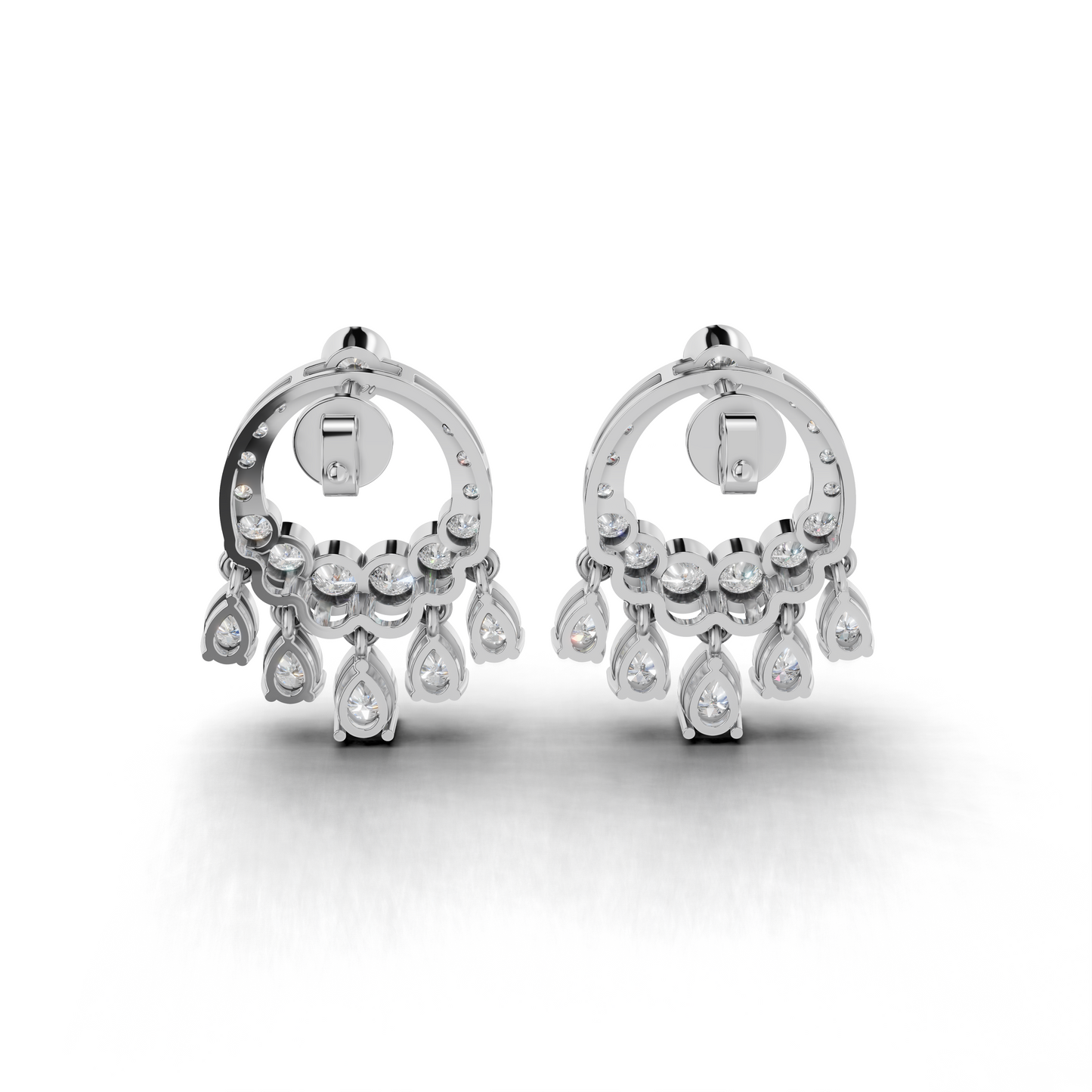 Elegant White Gold Diamond Stud Earrings – Floral Design
