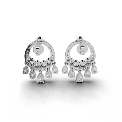 Elegant White Gold Diamond Stud Earrings – Floral Design