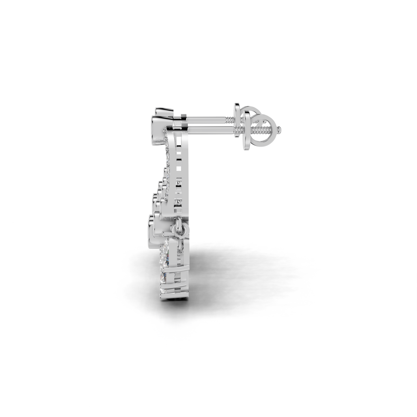 Elegant White Gold Diamond Stud Earrings – Floral Design