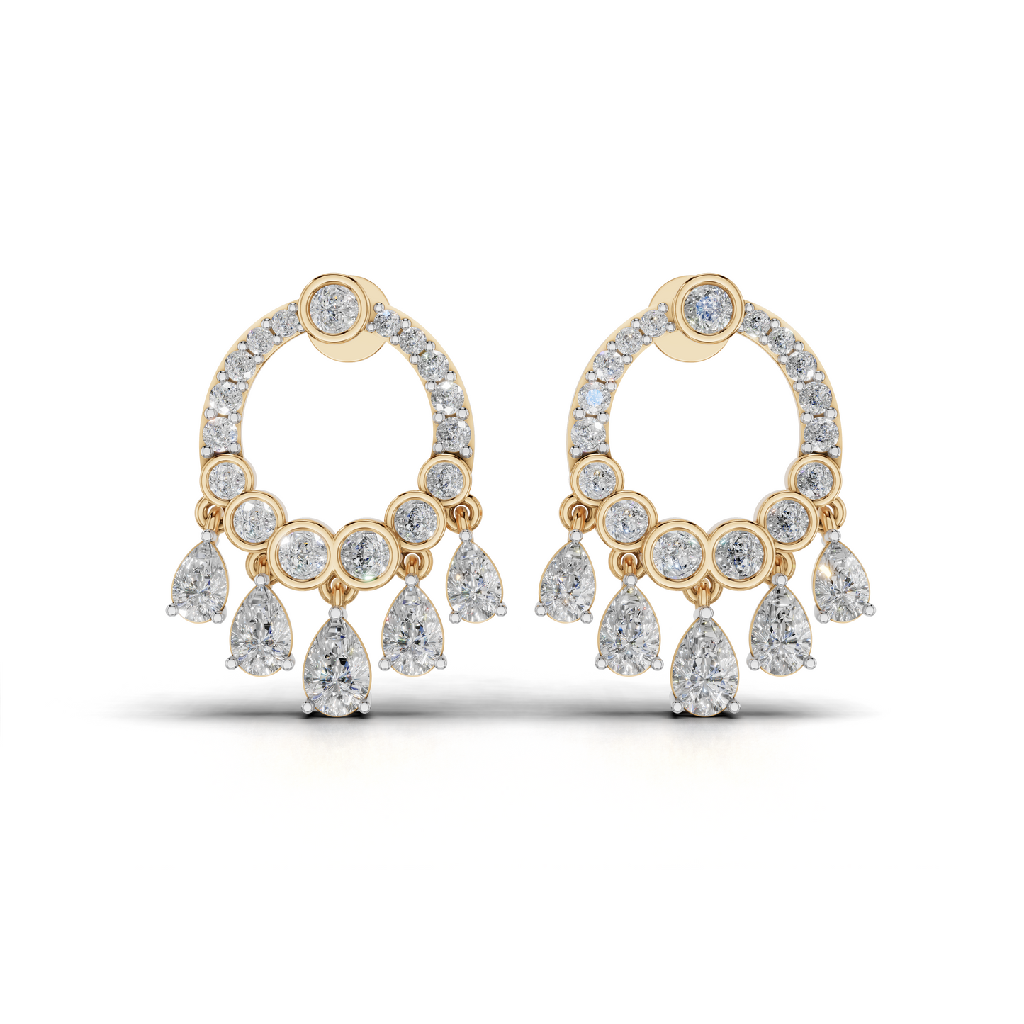 Elegant White Gold Diamond Stud Earrings – Floral Design