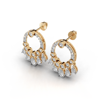 Elegant White Gold Diamond Stud Earrings – Floral Design