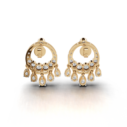 Elegant White Gold Diamond Stud Earrings – Floral Design