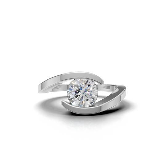 Brilliant-Cut LGD Solitaire Engagement Ring with Sleek Contemporary Band – SOLR-0369A
