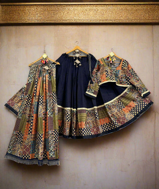 Black Lehenga with multicolor Choli Set