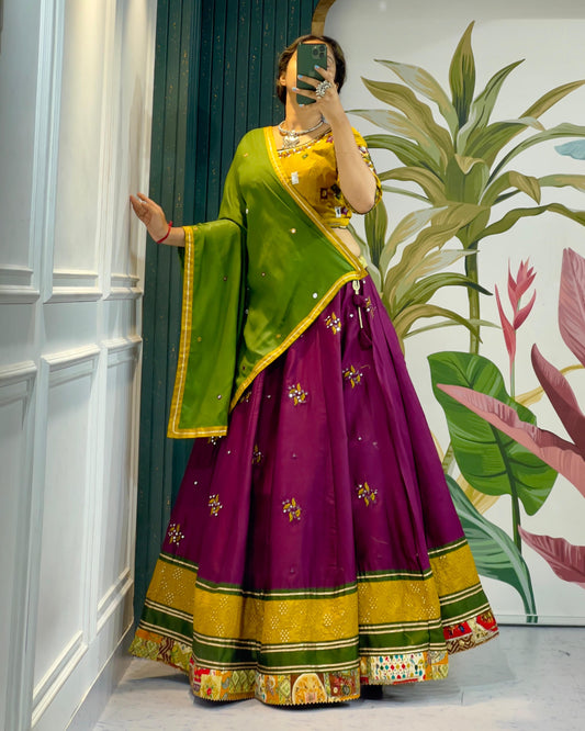 Gold Pink flared and pleated lehenga choli