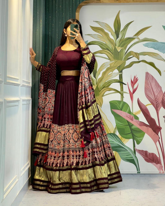 Maroon Gold Lehanga Choli