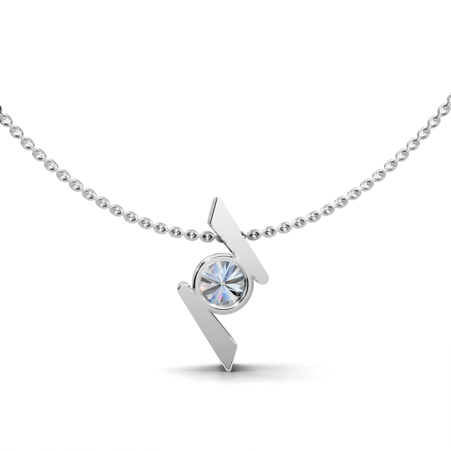 Modern Diamond Pendant Necklace - Geometric Design