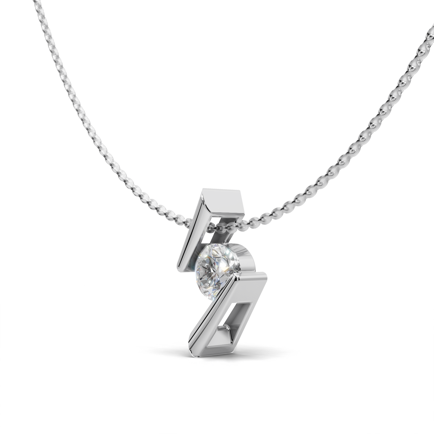 Modern Diamond Pendant Necklace - Geometric Design