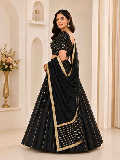 Midnight black lehenga choli set – side view