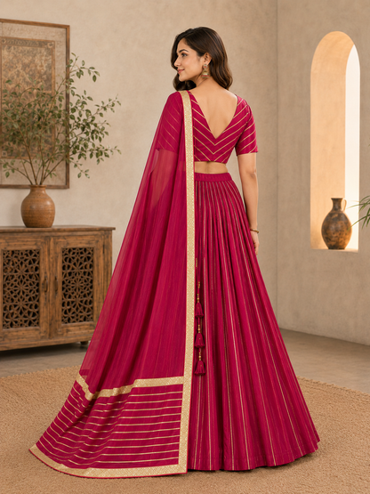 Dark Pink lehenga choli set – back view