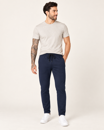 navy blue P004 sweatpants front view
