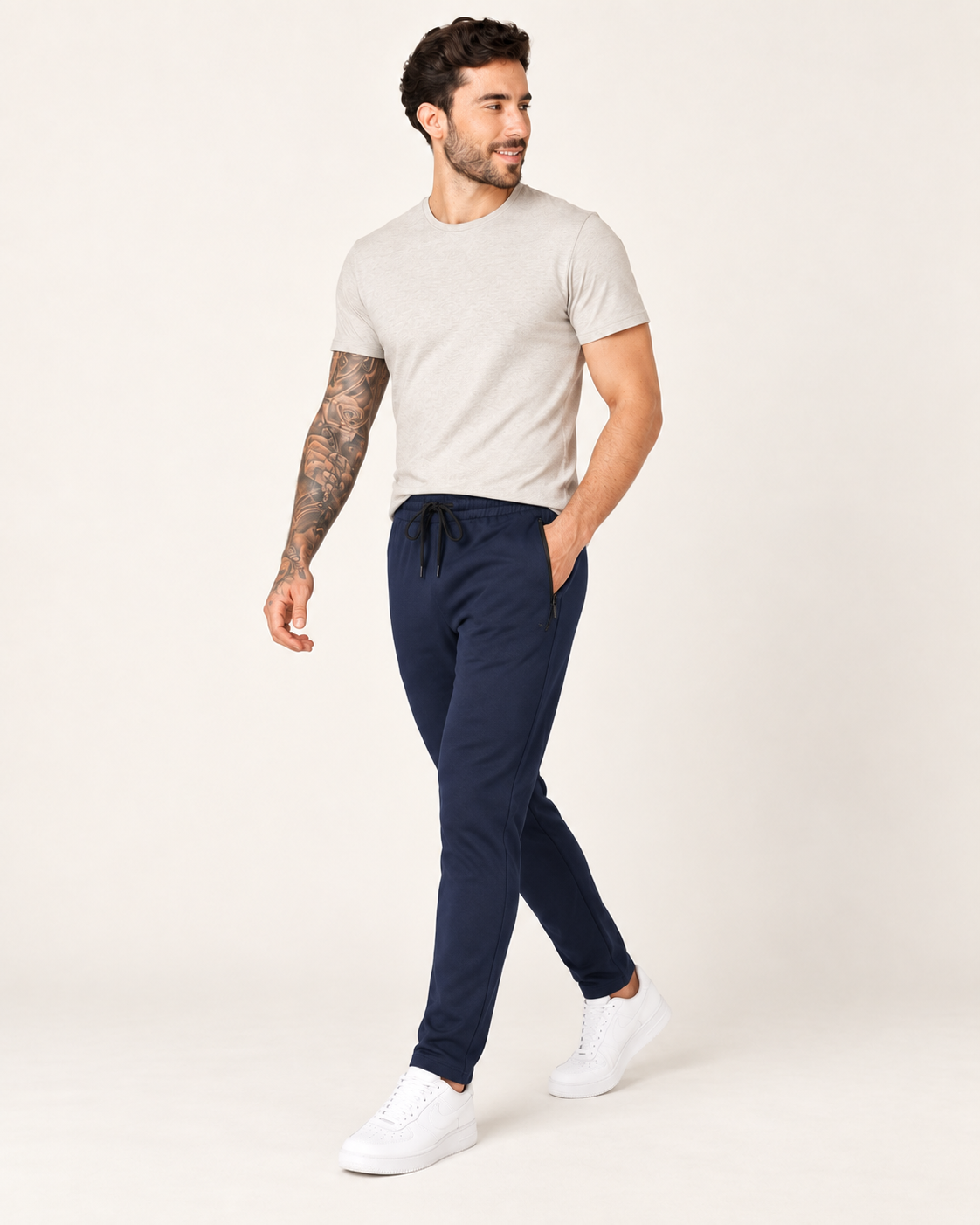 navy blue P004 sweatpants side view