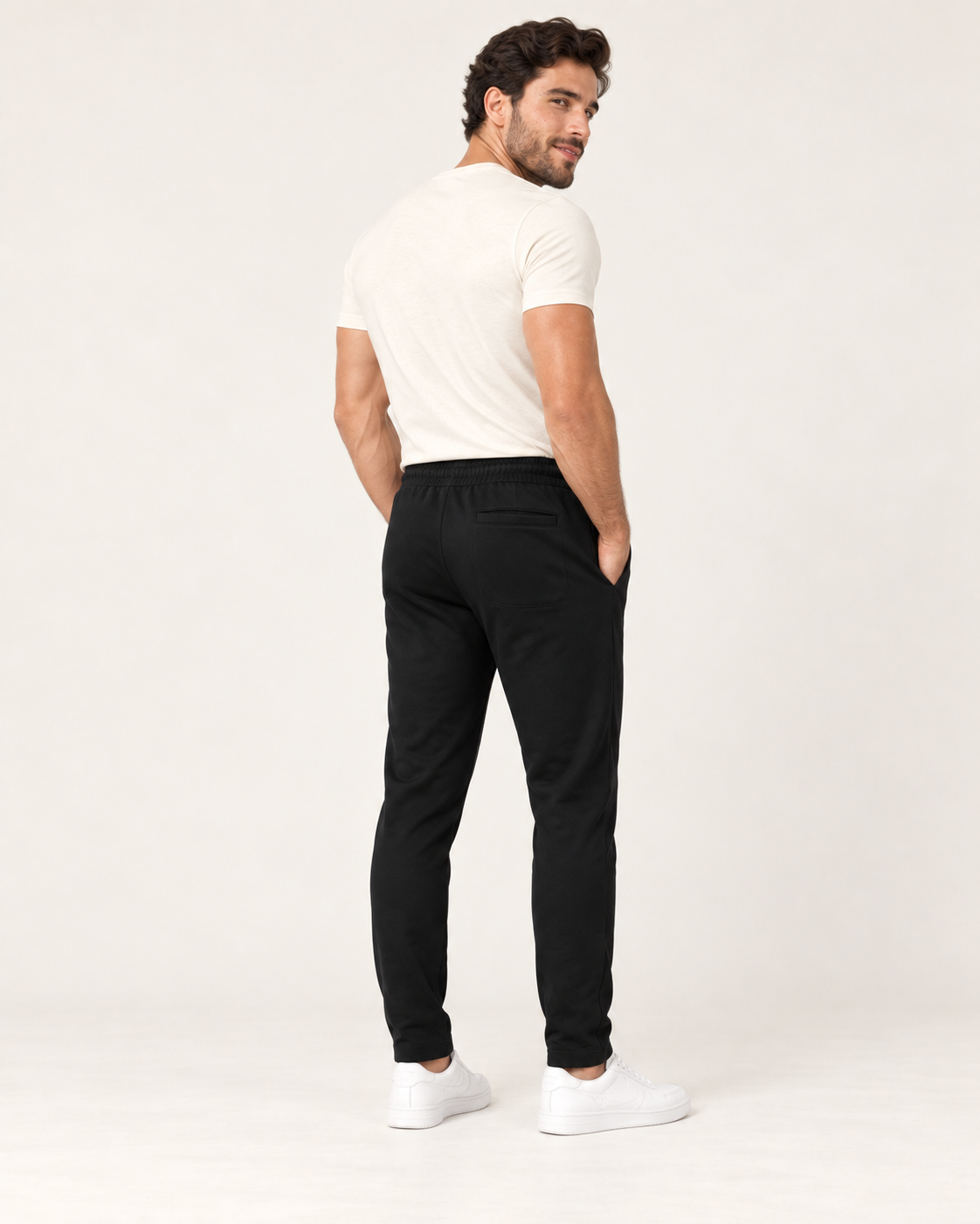 onyx black P004 sweatpants back view