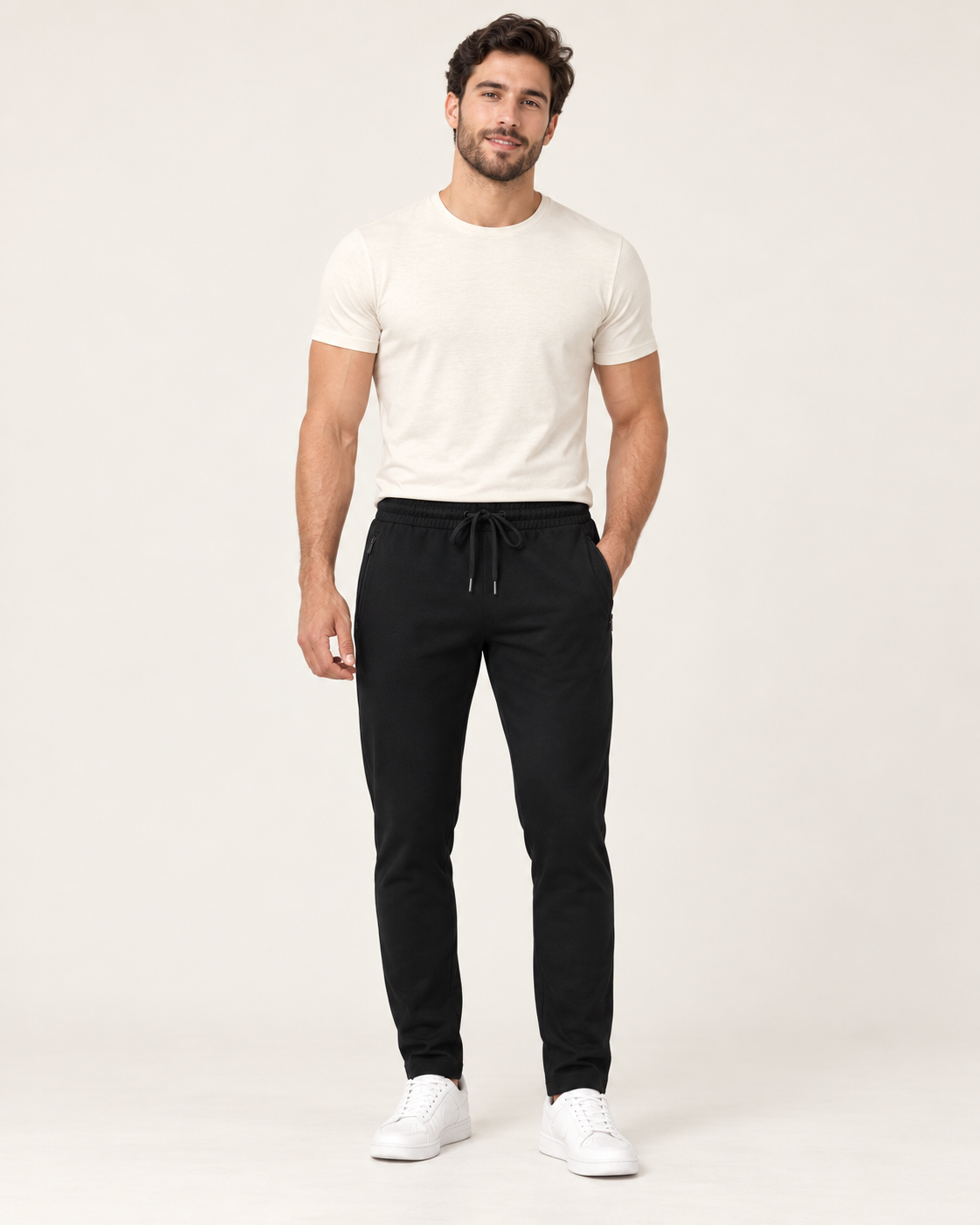 onyx black P004 sweatpants front view