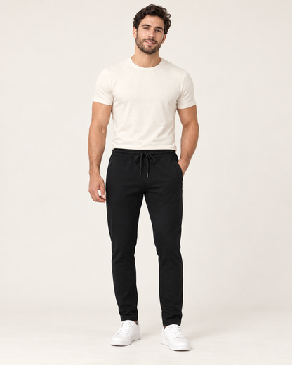 onyx black P004 sweatpants front view