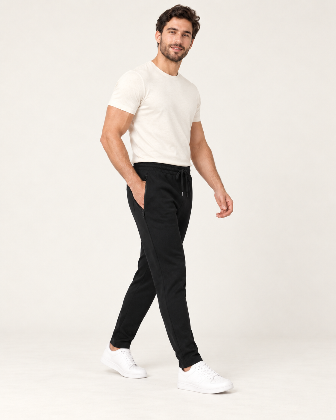 onyx black P004 sweatpants side view
